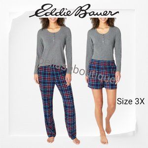 Eddie Bauer Ladies' 3-Piece Waffle Fleece Pajamas Set GRAY Size 3X 24/26
